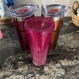 Duncan donuts Tumbler Set - Pink and Copper